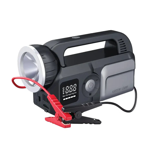 Green Lion Savior 12V Jump Starter 8L Gasoline 6L Diesel Engines  Gray - جهاز تشغيل بطارية السيارة 12 فولت مع منفاخ اطارات من كرين