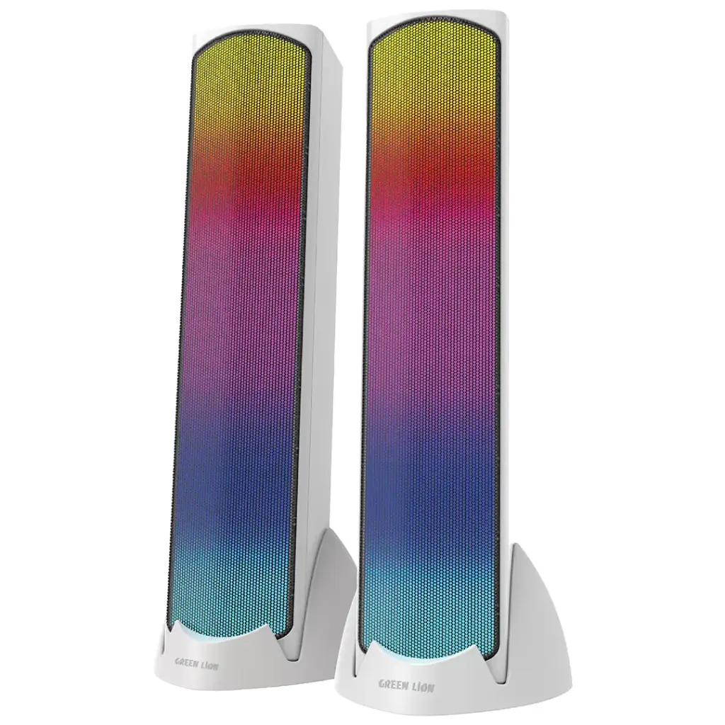 Green Lion Soundray Gaming Speakers White - سبيكر العاب باضاءة RGB وصوت قوي من كرين لون ابيض