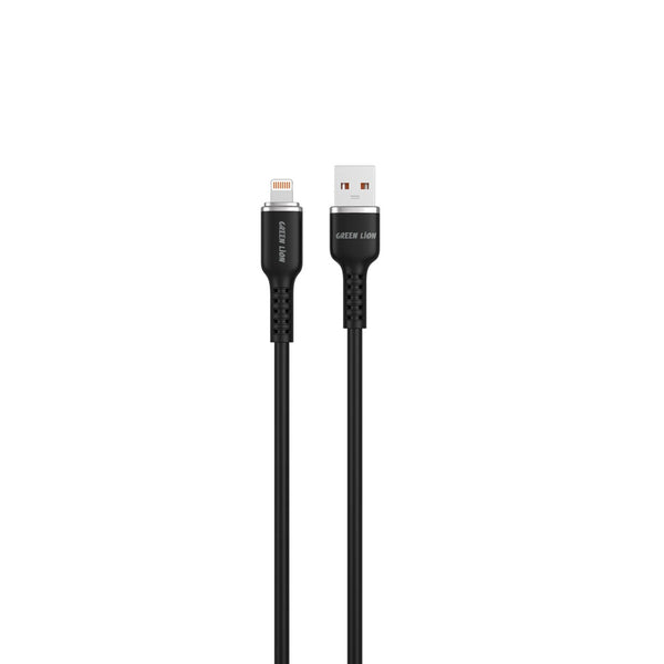 Green Lion USB-A TO Lightning Silicone Cable Black - كيبل سيليكون يو اس بي لايتننغ من كرين اسود