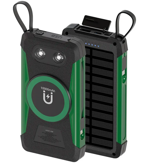 Green Lion Solar Trex 10000mAh Power Bank PD 20W Black - باوربنك 10000 ملي امبير 20 واط مع شحن بالطاقة الشمسية من كرين