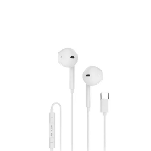 Green Lion Wired Stereo Earphones with Type-C Connector White - سماعات ستيريو سلكية تايب سي من كرين