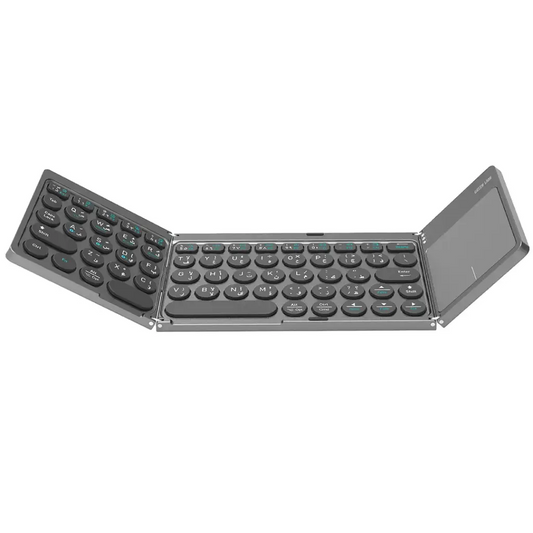 Green Lion Tri-Fold Wireless Keyboard Arabic & English Gray - كيبورد لاسلكي قابل للطي ثلاثي يدعم اللغتين العربية والانجليزية من كرين لون رمادي
