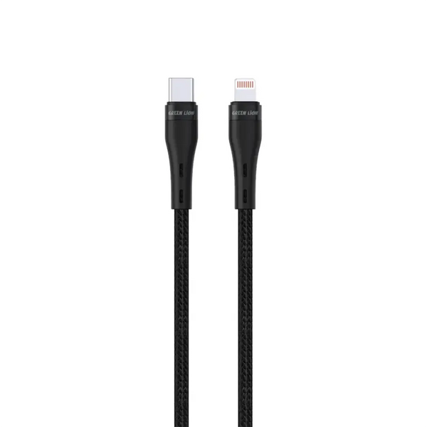 Green Lion USB-C to Lightning Braided Cable 5mtr 20W Black - كيبل تايب سي ايفون 20 واط 5 متر من كرين اسود