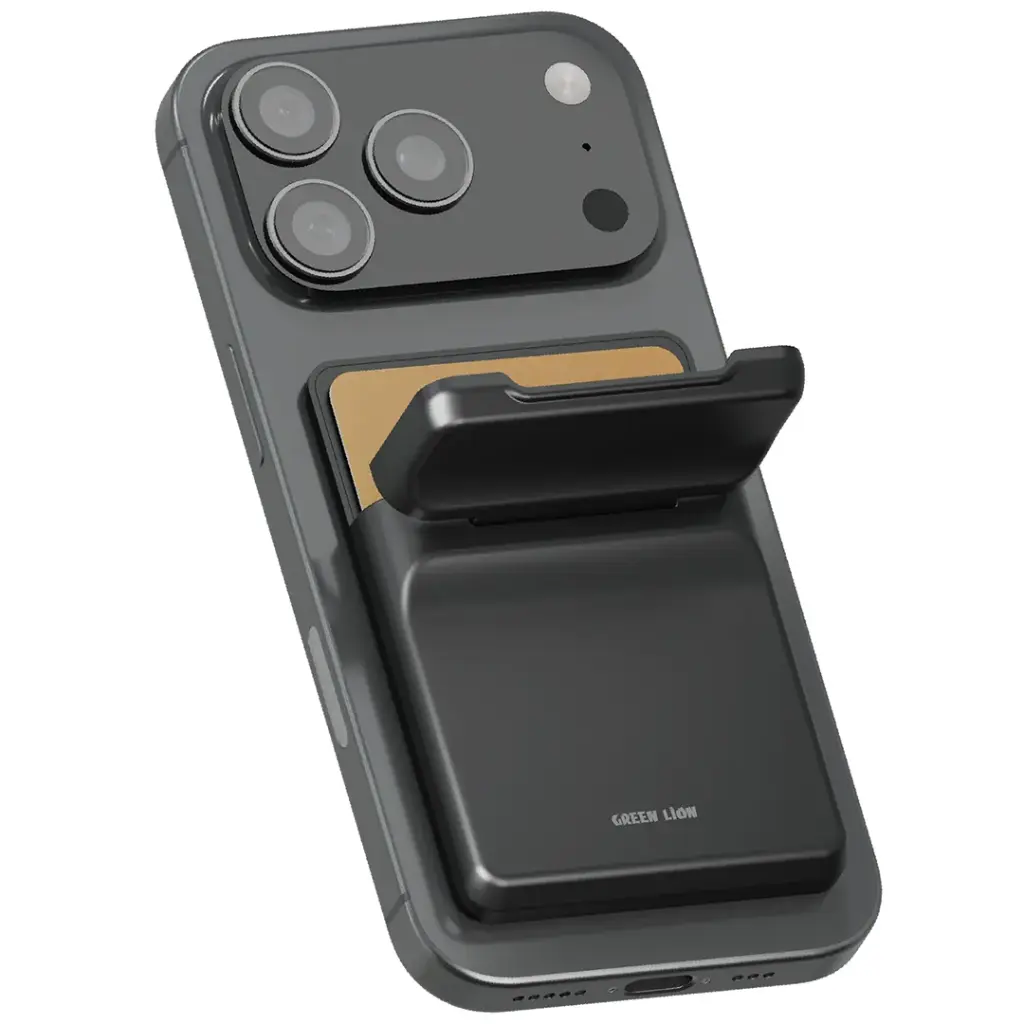 Green Lion W3- Magsafe Wallet Card Holder Black - محفظة بطاقات مغناطيسية من كرين