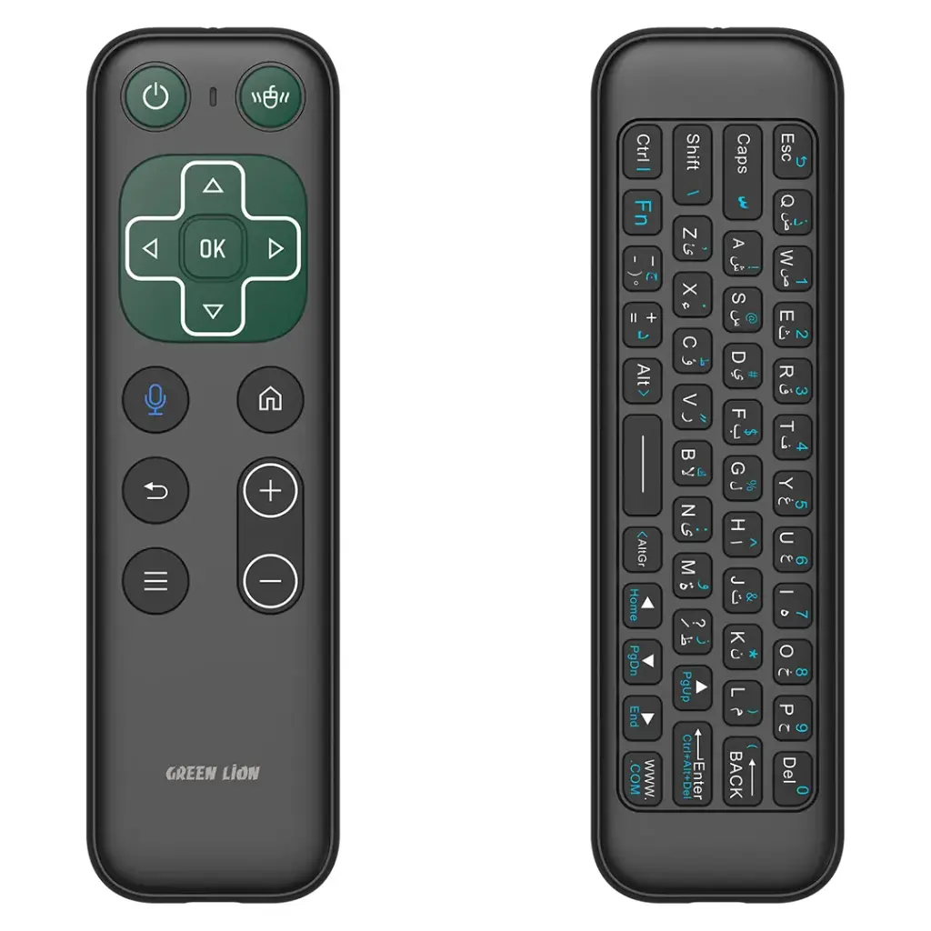 Green Lion Wireless Remote with Keyboard and Mouse - Black- ريموت لاسلكي من غرين لايون مع كيبورد وماوس – أسود