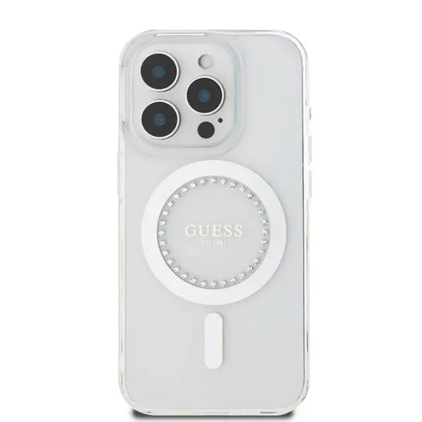Guess Magsafe IML Hard Case With Rhinestones Design For iPhone 16  Pro Max - كفر شفاف ماك سيف للايفون 16 بروماكس من جيسس