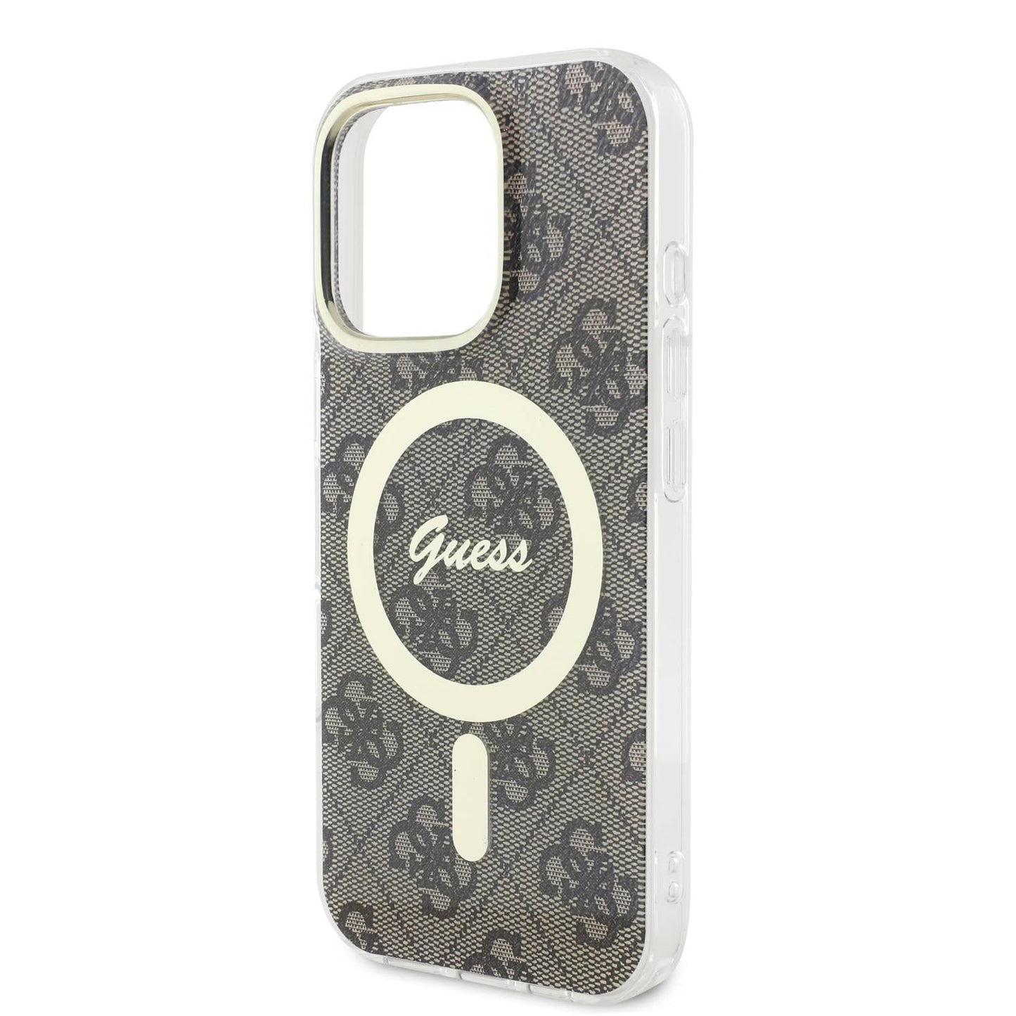 Guess Magsafe IML Hard Case With 4G Design For iPhone 16 Pro - Brown - كفر ماك سيف للايفون 16 برو من جيسس