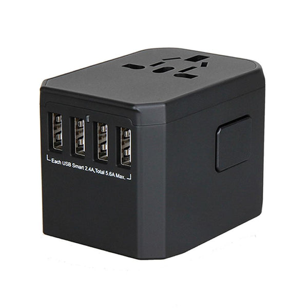 Green Universal Travel Adapter ( 4 USB Port ) 5V 4.5A Black - شاحن عالمي للسفر 2000 واط من كرين