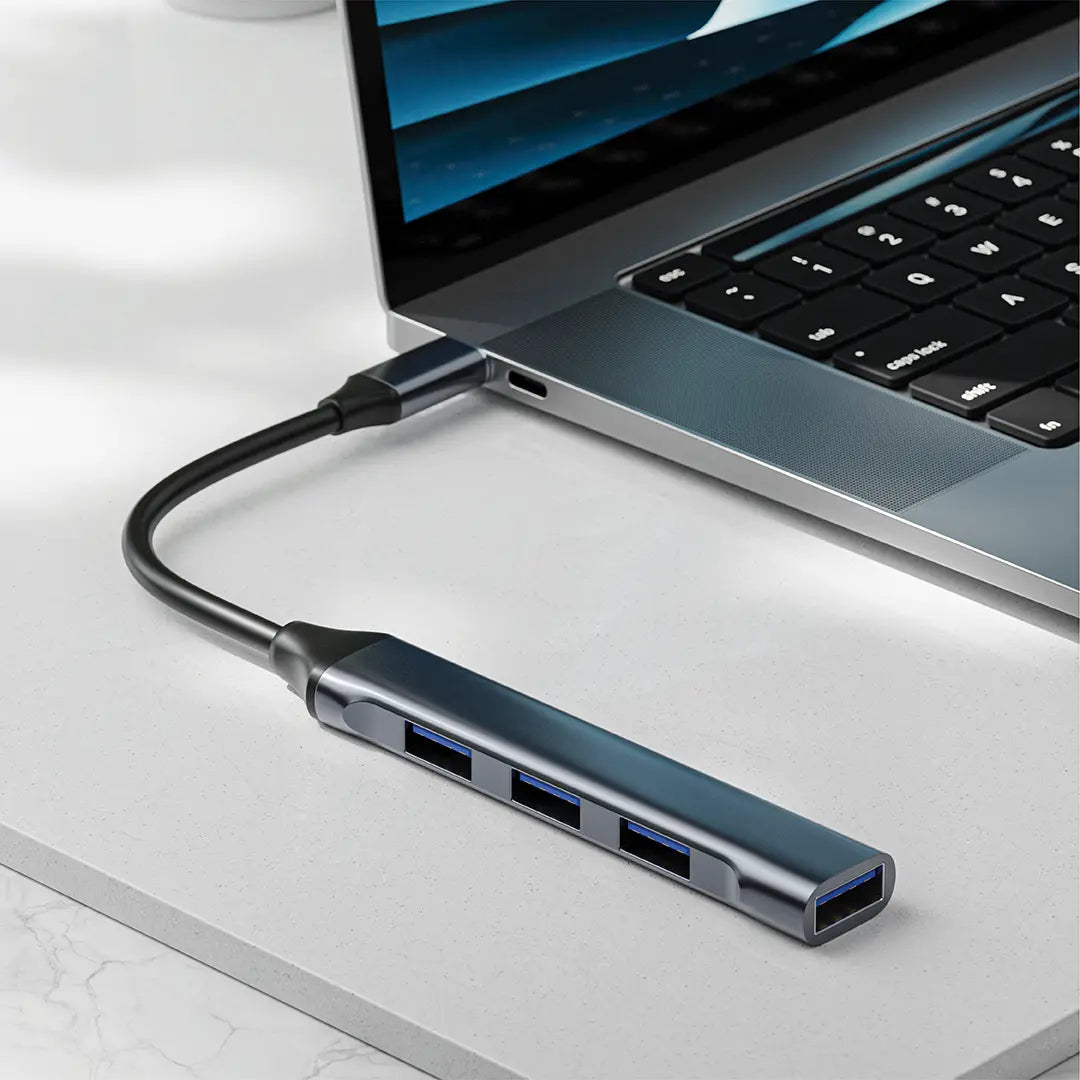 Green Lion 4IN1 USB-C Hub Docking Station Adapter Black- توصالة يو اس بي متعددة المنافذ من كرين لايون