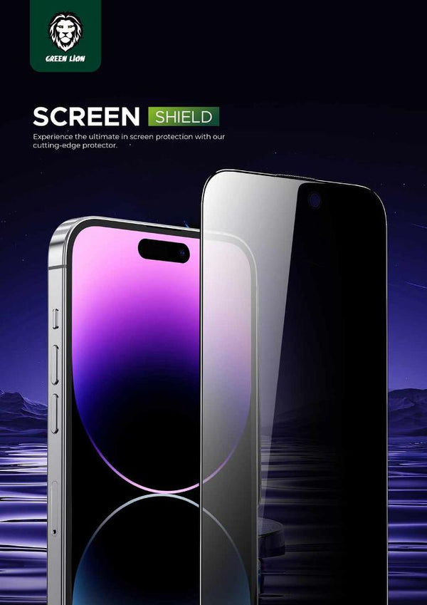 Green Lion 9H Steve Privacy Screen Protector for iPhone 15 Black - لاصق شاشة مضلل للايفون 15 من كرين