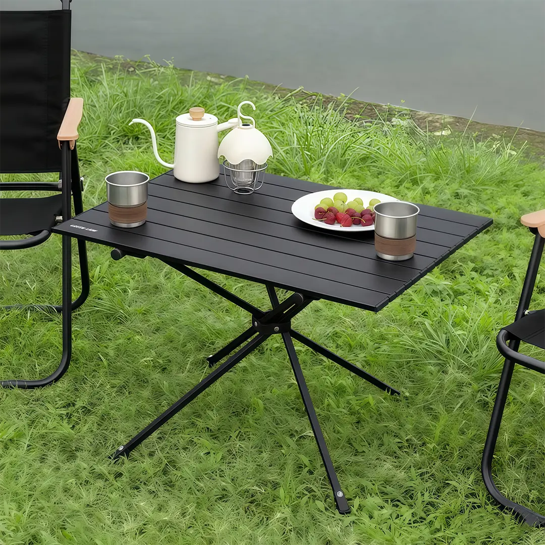 Green Lion CAMP T2 Foldable Camping Table Black - طاولة التخييم القابلة للطي بسعة تحمل 30 كجم من كرين اسود