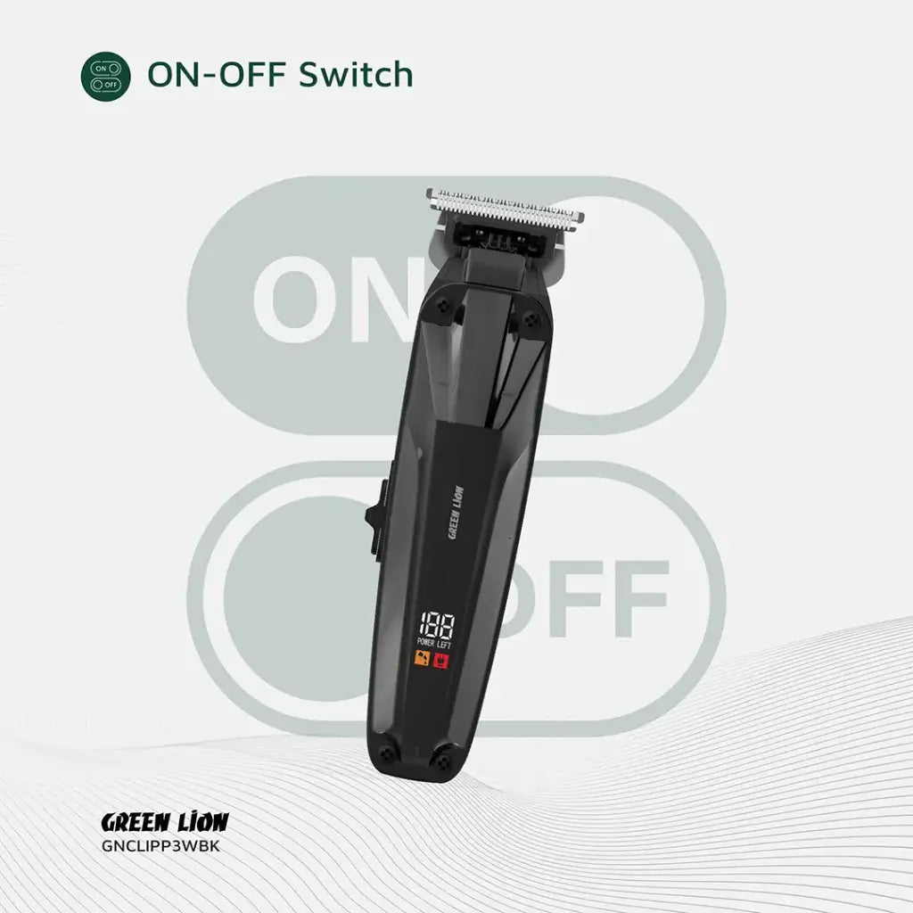 Green Lion Clip Master Professional Hair Clipper Black - ماكنة حلاقة احترافية مع شاشة رقمية من كرين اسود