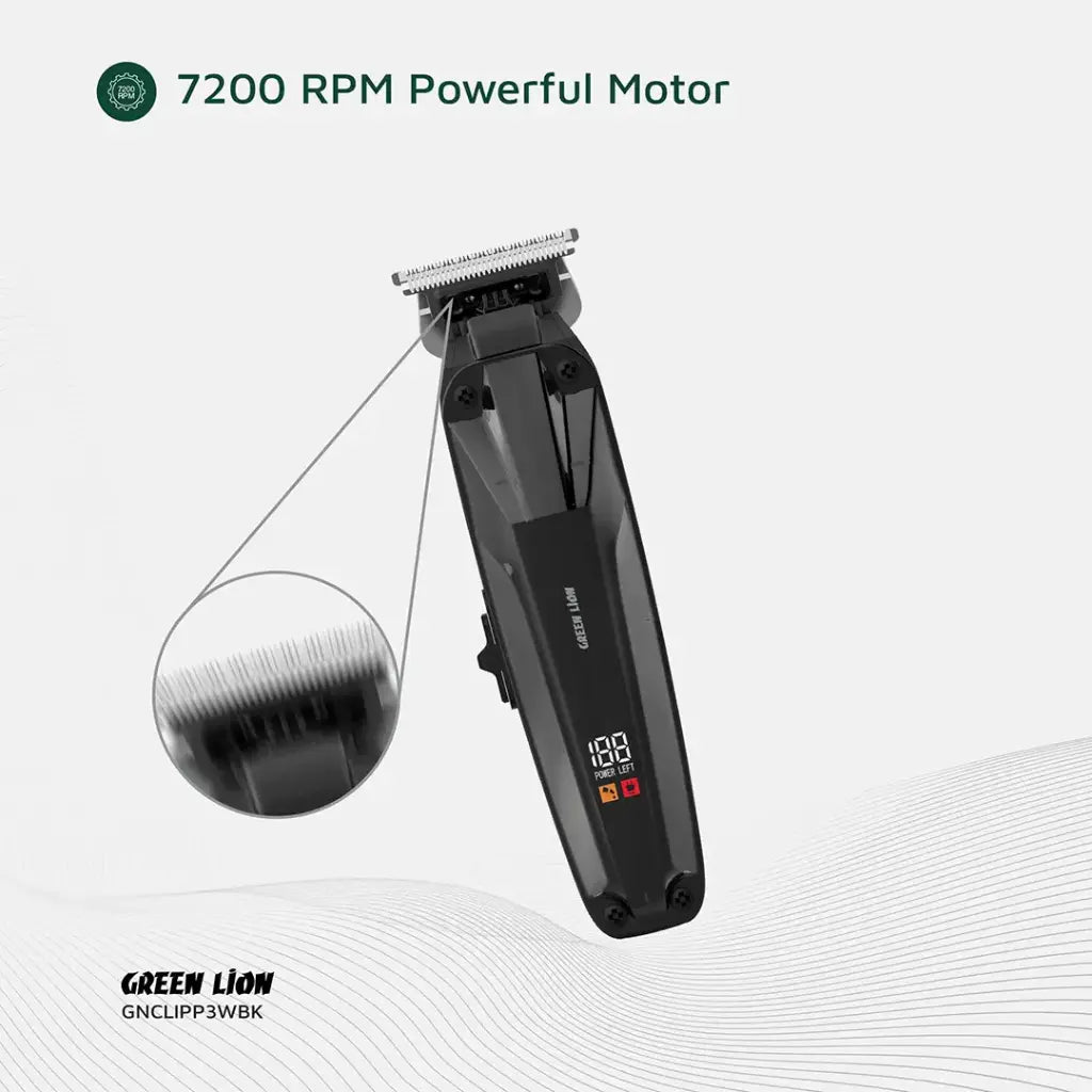 Green Lion Clip Master Professional Hair Clipper Black - ماكنة حلاقة احترافية مع شاشة رقمية من كرين اسود
