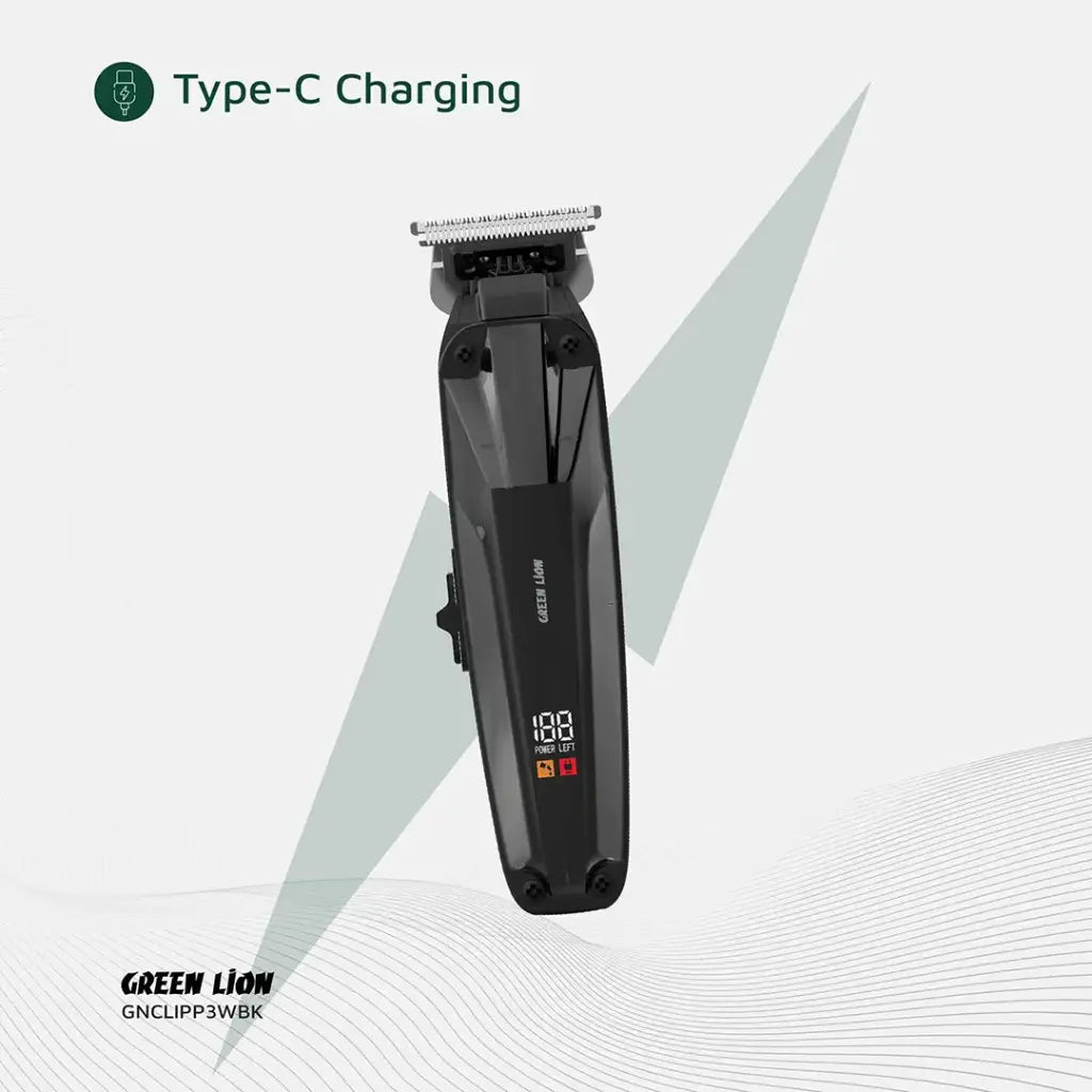 Green Lion Clip Master Professional Hair Clipper Black - ماكنة حلاقة احترافية مع شاشة رقمية من كرين اسود