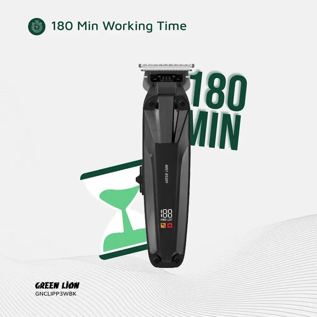 Green Lion Clip Master Professional Hair Clipper Black - ماكنة حلاقة احترافية مع شاشة رقمية من كرين اسود