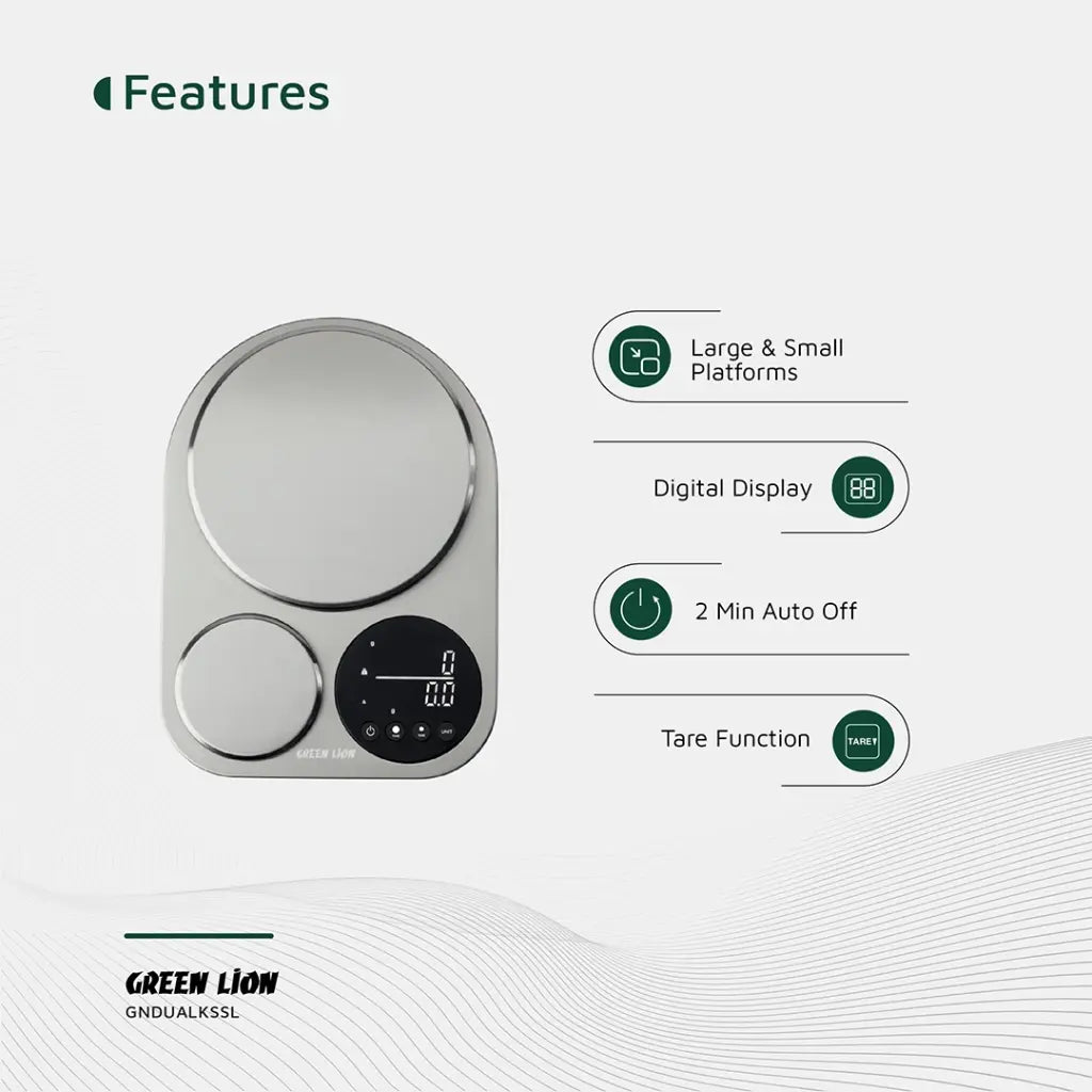 Green Lion Dual Kitchen Scale Silver - ميزان مطبخ ثنائي الاسطح من كرين فضي