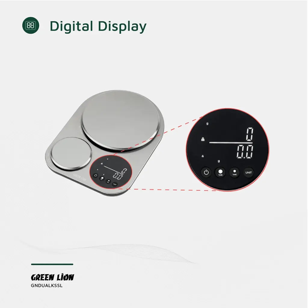 Green Lion Dual Kitchen Scale Silver - ميزان مطبخ ثنائي الاسطح من كرين فضي