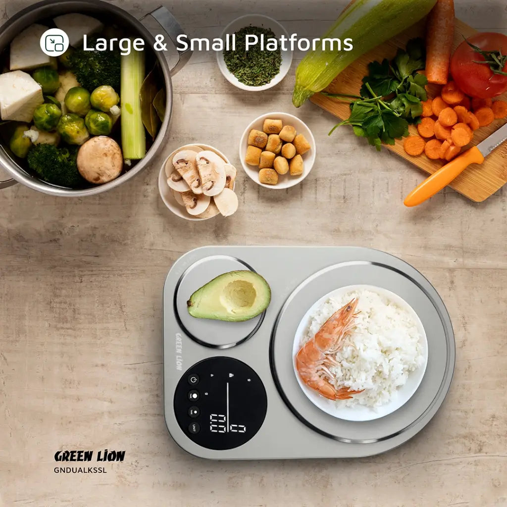Green Lion Dual Kitchen Scale Silver - ميزان مطبخ ثنائي الاسطح من كرين فضي