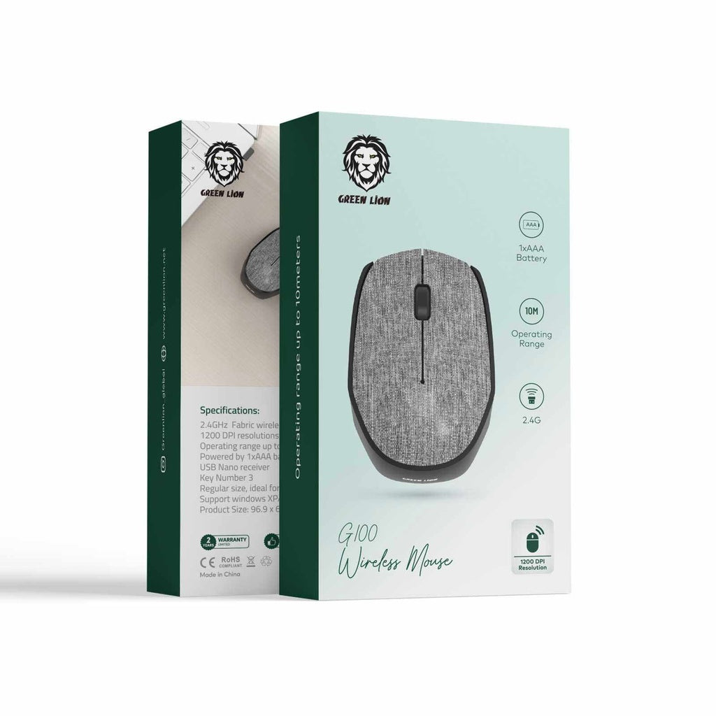 Green Lion G100 Wireless Mouse Gray - ماوس لاسلكي من كرين