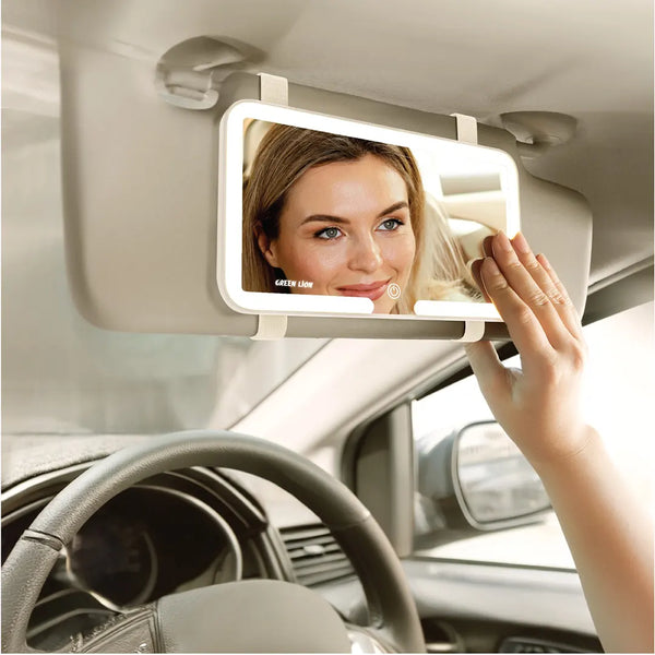 Green Lion GMR-48 Car Makeup Mirror Biege - مراة مكياج للسيارة مع اضاءة LED من كرين