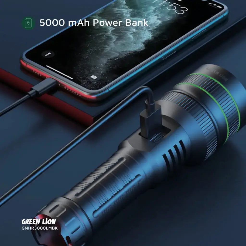 Green Lion Hyper Ray Pro 3000LM Black - مصباح كشاف 3000 لومن من كرين اسود