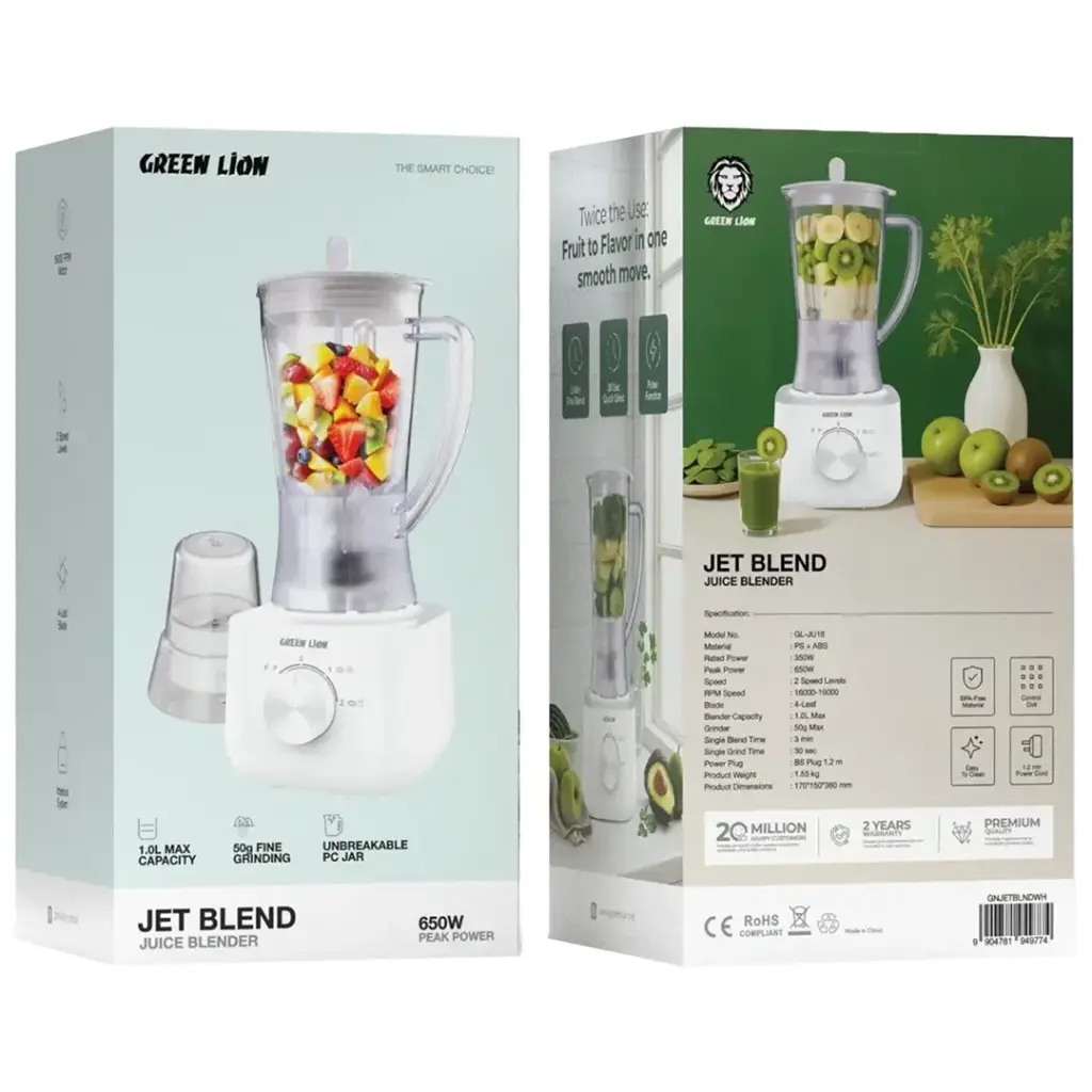 Green Lion Jet Blend Juice Blender 650W White - خلاط كهربائي 650 واط من كرين ابيض