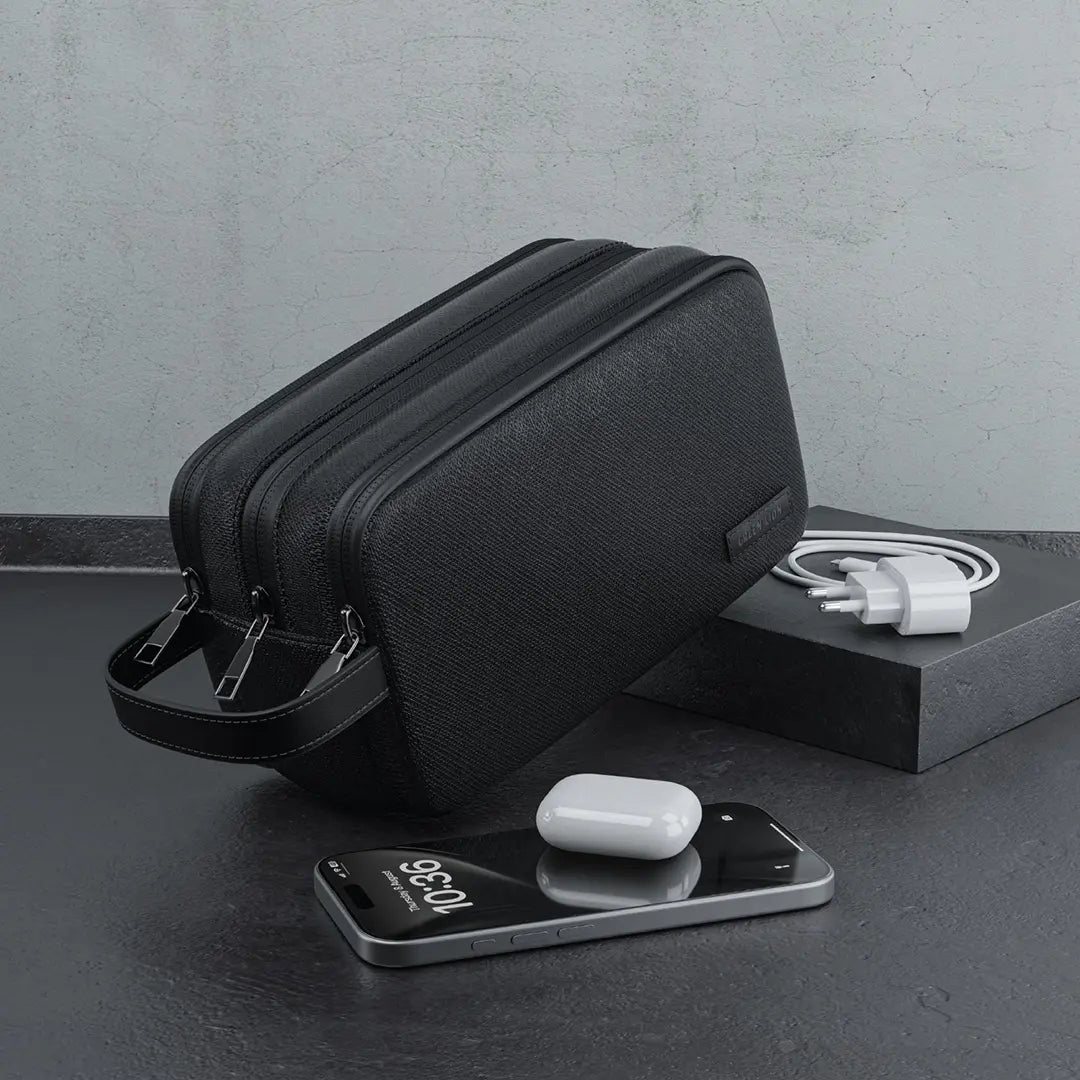 Green Lion Monarch Clutch Bag Black - حقيبة يد جلد محمولة من كرين اسود