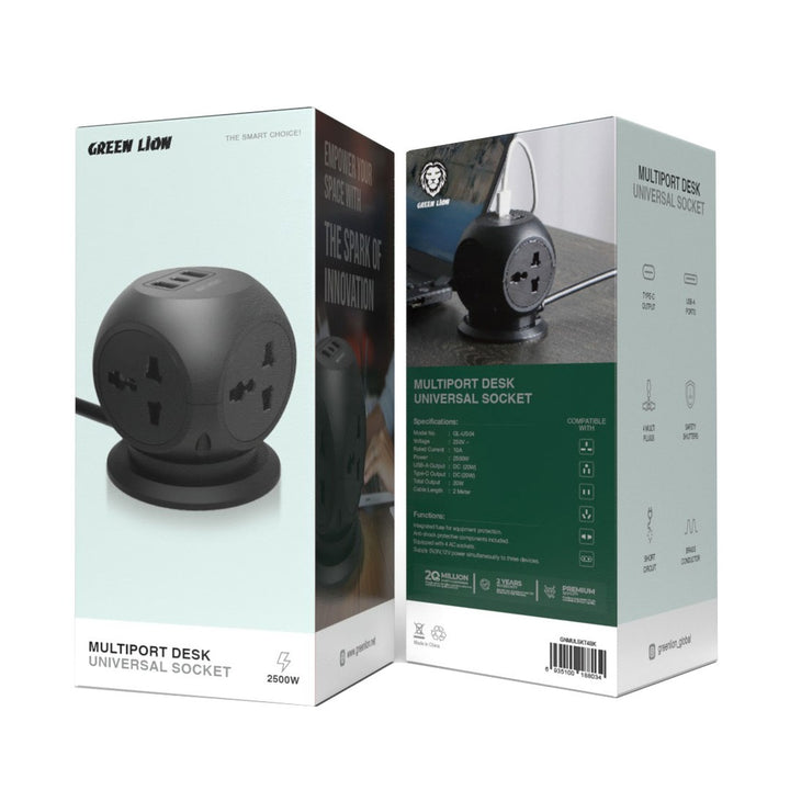GNMULSKT4BKGreen Lion MultiPort Desk Universal Socket Black - مقبس ...