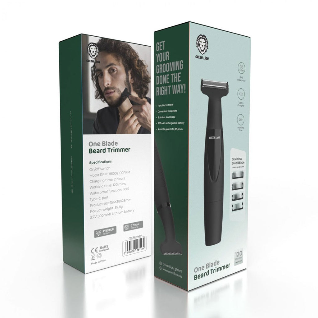 Green Lion One Blade Beard Trimmer 500mAh Black - ماكنة حلاقة اللحية من كرين