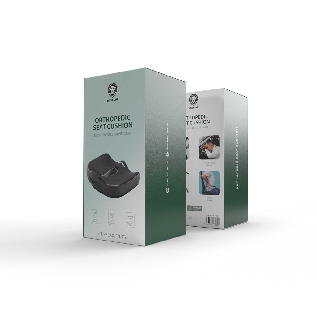 Green Lion Orthopedic Seat Cushion Black - وسادة المقعد المخصصة لتقويم العظام من كرين