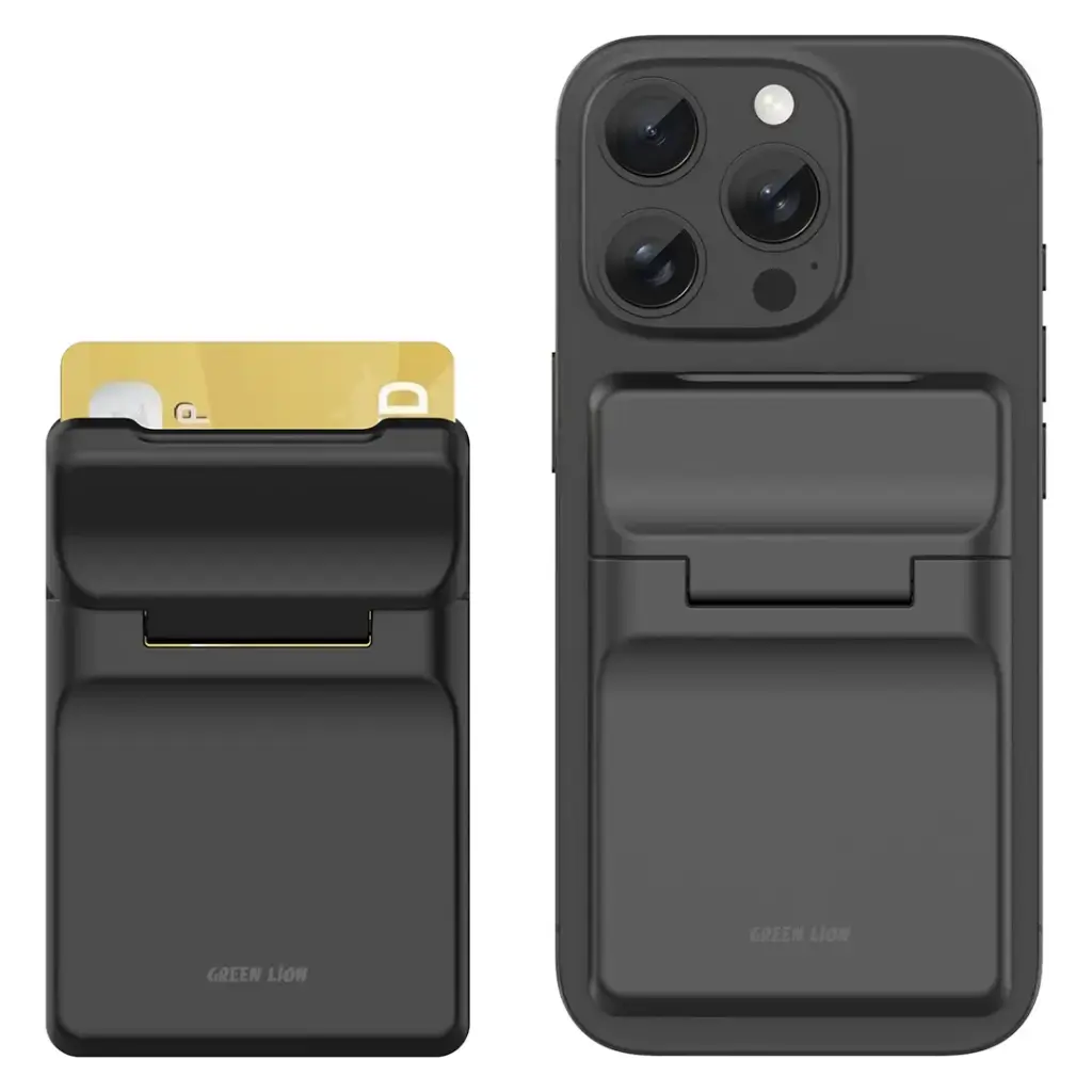 Green Lion W3- Magsafe Wallet Card Holder Black - محفظة بطاقات مغناطيسية من كرين