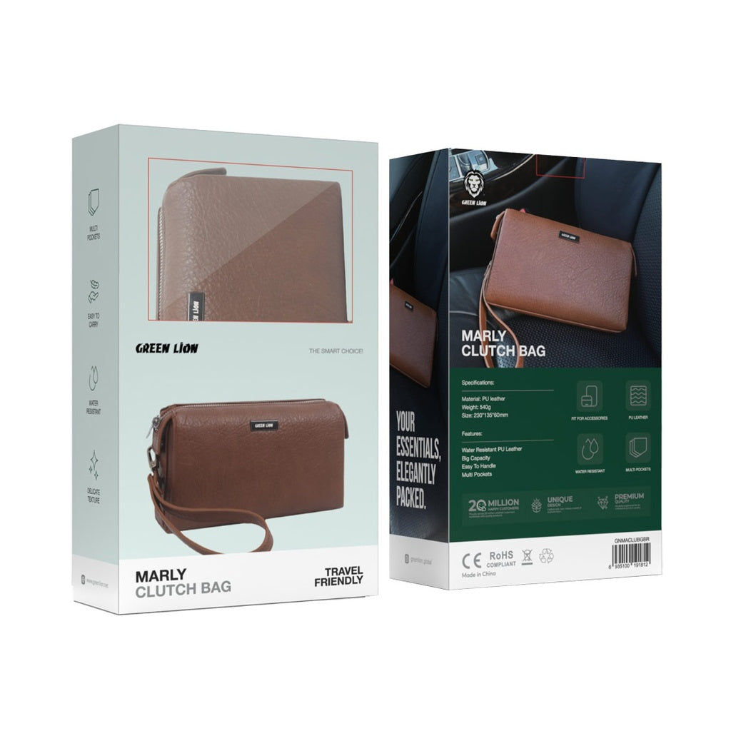 Green Lion Marly Clutch Bag Brown - حقيبة يد جلد محمولة من كرين جوزي