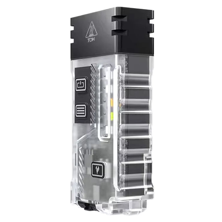 UTA OUTDOOR RECHARGEABLE ANTI-WOLF ALARM MULTI FUNCTION MINI FLASHLIGHT TRANSPARENT COLOR PORTABLE - مصباح يدوي صغير متعدد الوظائف مزود بولاعة قوسية وجهاز انذار من يوتا