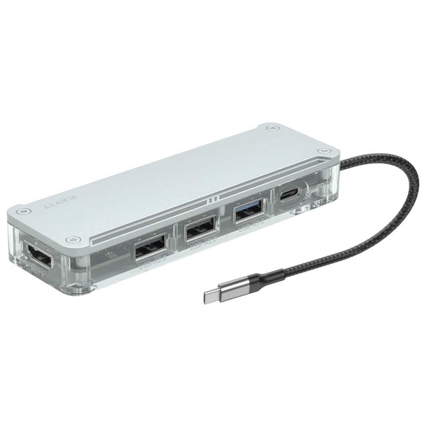 Havit HB4020 Hub Type-C to 3USB-A+1HDMI silver - توصالة تايب سي 5 في 1 من هافيت