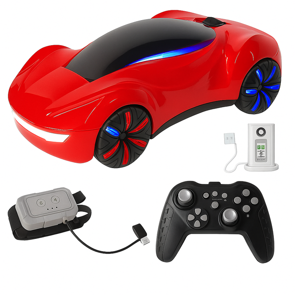 STUNT DRIFTING TOY CAR WITH WATCH CONTROLLER RED -  سيارة رياضية مع جهاز تحكم بالساعة من شاومي احمر