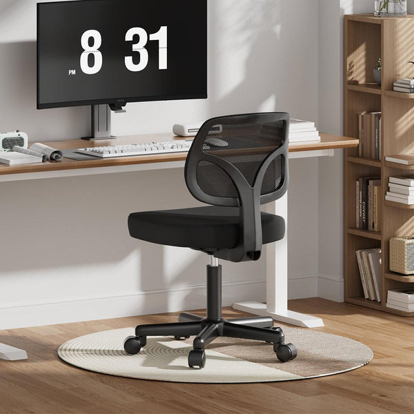 LITTLE WHALE COMPUTER CHAIR LEISURE HOME EXQUISITE SMALL OFFICE CHAIR ERGONOMIC CHAIR BLACK NO CUSHION - كرسي كمبيوتر صغير بتصميم مريح وعصري بدون مساند