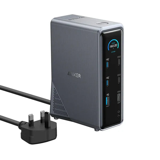 Anker Prime Charging Docking Station 160W 14-in-1 Dual Display Gray - محطة شحن 14 في 1 مع شاشة رقمية 160 واط من انكر