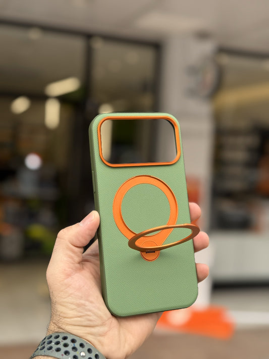 SHEFANGE CASE WITH GRIP FOR IPHONE 17 PRO MAX GREEN - كفر ايفون 17 برو ماكس مع ستاند اخضر