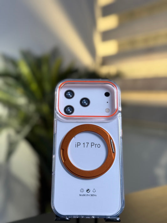 M CASE WITH GRIP FOR IPHONE 17 PRO ORANGE - كفر ايفون 17 برو مع ستاند برتقالي