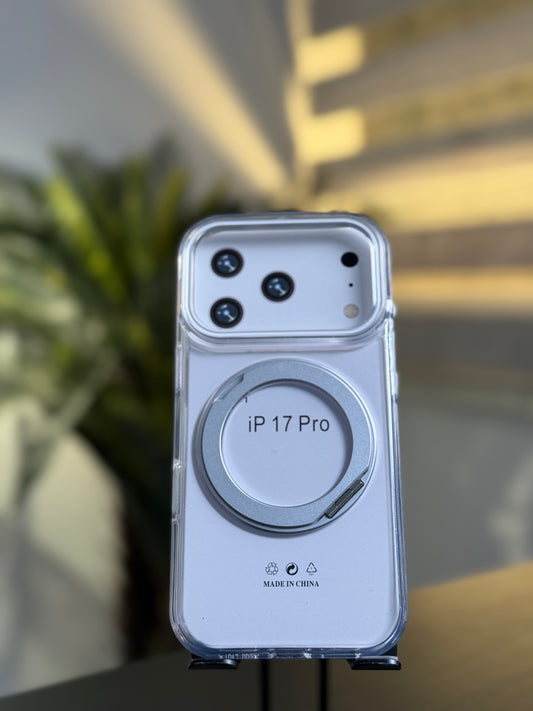 M CASE WITH GRIP FOR IPHONE 17 PRO SLIVER - كفر ايفون 17 برو  مع ستاند فضي