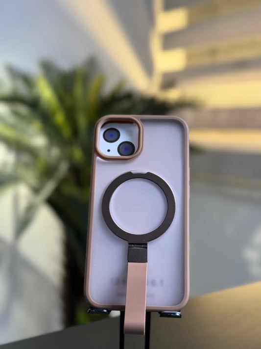 CASE WITH MAGSAFE STAND FOR IPHONE 13/14 BROWN - كفر ايفون 13/14 العادي ماك سيف مع ستاند جوزي