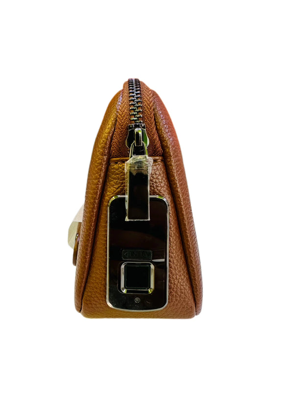 FOXTECH Fingerprint Lock Clutch Bag Brown - حقيبة يد محمولة مع قفل بصمة من فوكس تك جوزي