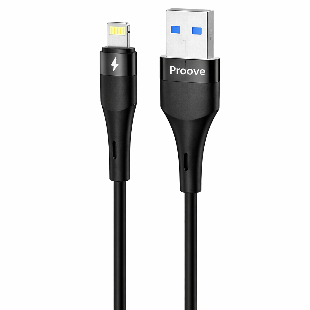 Proove Cable AMP Lite USB to Lightning 2.4A 1m black - كيبل يو اس بي ايفون 1 متر من بروف اسود