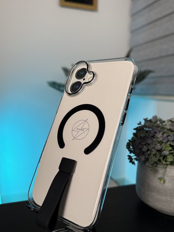 CLEAR CASE MAGSAFE IPHONE 16 PLUS BLACK- كفر ماك سيف شفاف للايفون 16 بلص