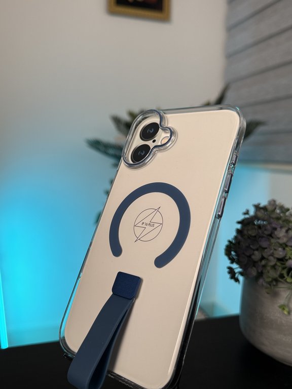 CLEAR CASE MAGSAFE IPHONE 16 PLUS BLUE- كفر ماك سيف شفاف للايفون 16 بلص