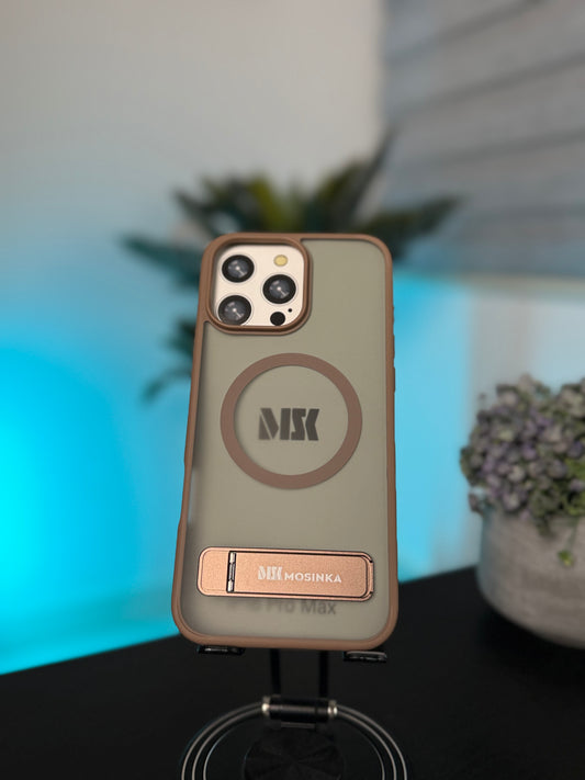 MOSINKA CASE FOR IPHONE 16 PRO MAX BROWN - كفر ايفون 16 برو ماكس مع ستاند جوزي