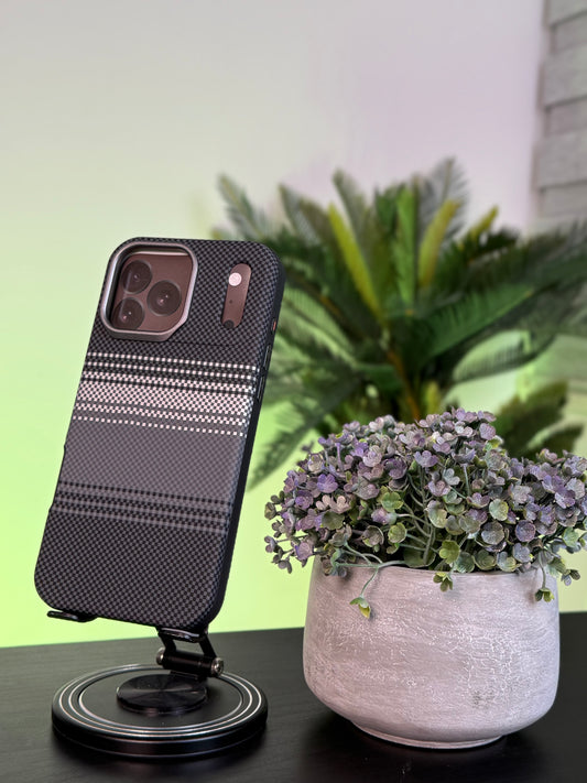 LY56 CASE FOR IPHONE 17 PRO MAX GRAY - كفر كاربون قطعتين للايفون 17 برو ماكس رصاصي