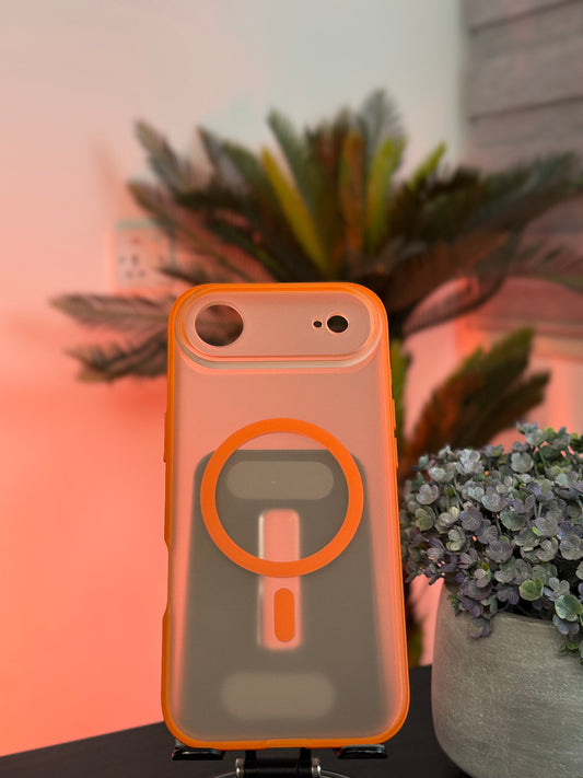 IPHONE 17 AIR MATTE TRANSPARENT CASE MAGSAFE ORANGE- كفر مات ماك سيف للايفون 17 اير