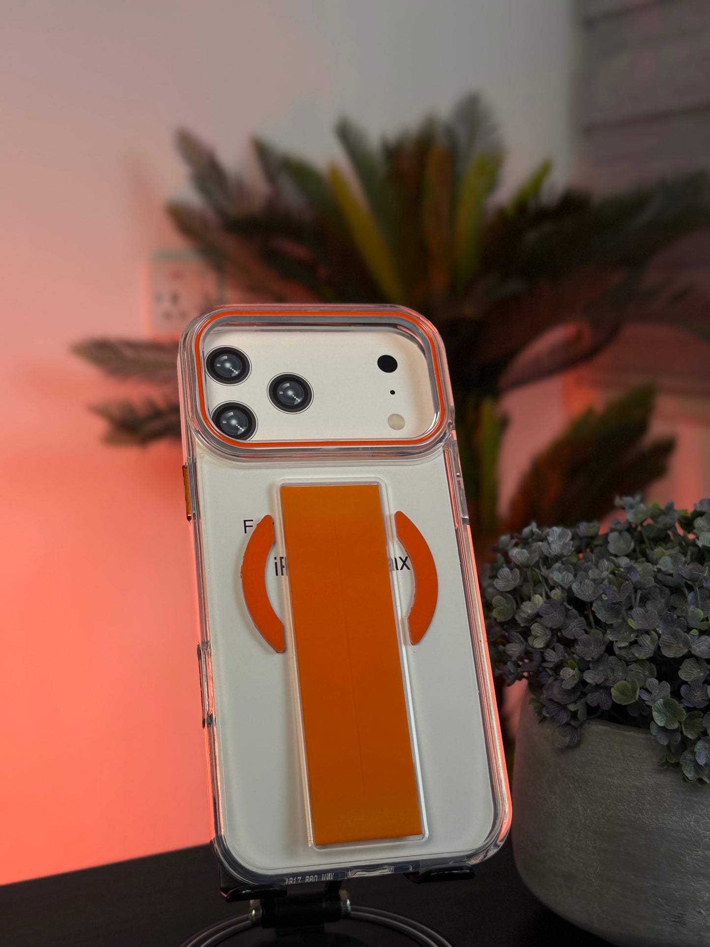 Magsafe Case For iPhone 17 Pro Max Orange - كفر ايفون 17 برو ماكس ماك سيف مع مسكة برتقالي