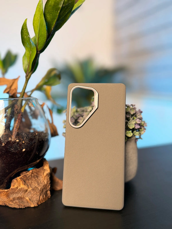 VEGAN LEATHER CASE FOR SAMSUNG S25 ULTRA GRAY - كفر سامسونج اس 25 الترا جلد رمادي